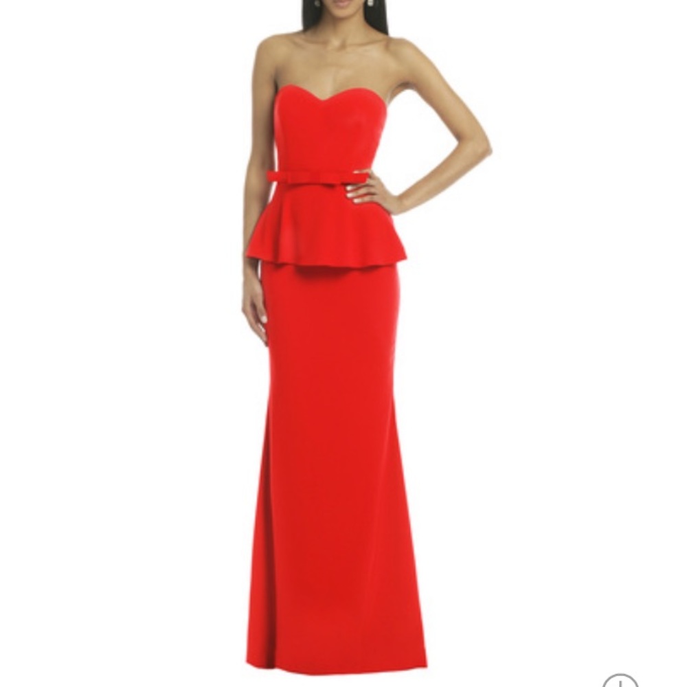 COPY - Badgley Mischka Rosalind Peplum Red Bow Gown